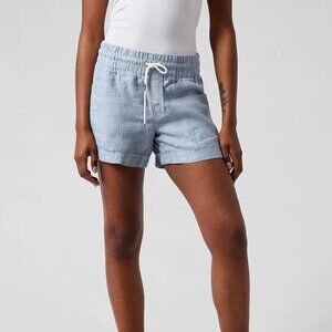 Athleta Cabo Linen 4" Pull On Shorts Chambray Blue 12